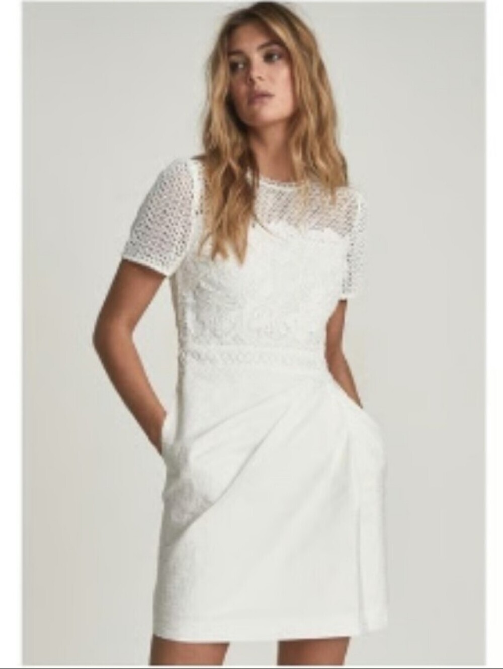 REISS FREYDA LITTLE WHITE BRIDAL DRESS ELOPEMENT WEDDING SZ 2